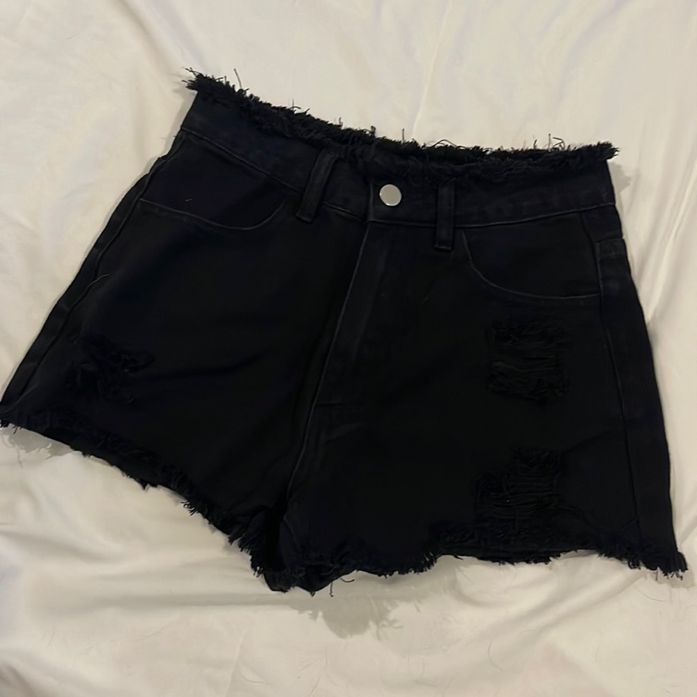 SHEIN black denim shorts